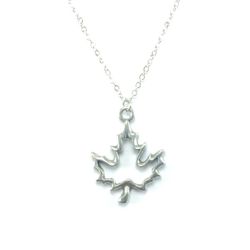 Open Maple Leaf Pewter Pendant on Chain